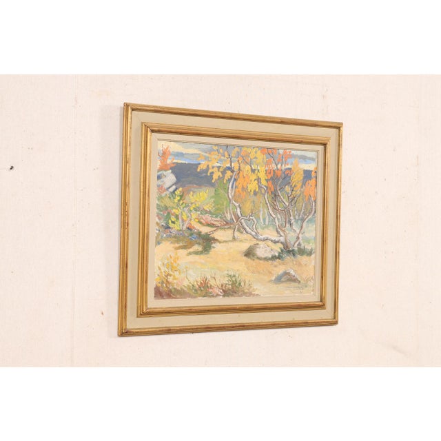 Mid 20th Century Mid 20th Century Framed Swedish Autumn Landscape Painting For Sale - Image 5 of 12