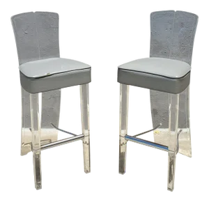 Vintage Lucite & Chrome Barstools - a Pair