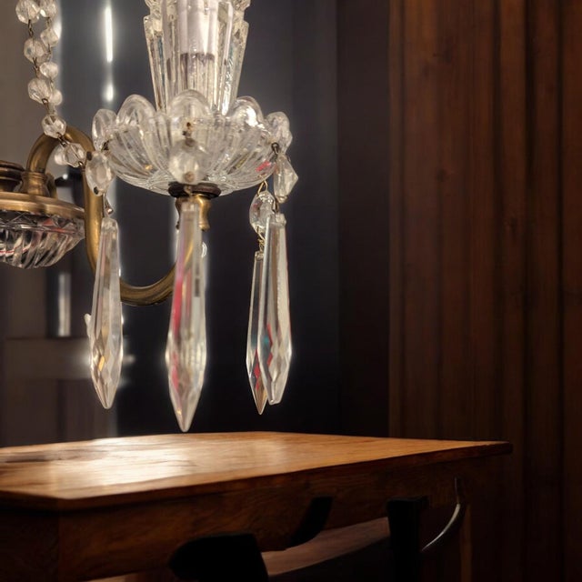 Girandole Table Lamp or Candelabra. 1940's Original Czechoslovakian Crystals With Bulbous Base, Rewired For Sale - Image 9 of 9