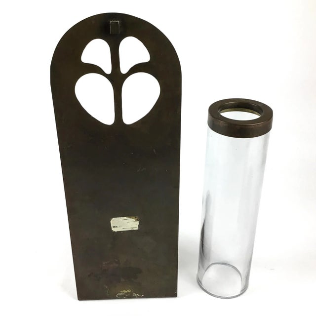 Brass Vintage Brass & Glass Wall Hanging Candle Holder For Sale - Image 8 of 12