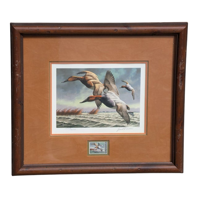 1980s "Canvasbacks" by David Maass, Featuring the 1982-1983 Federal Migratory Bird Hunting and Conservation Stamp. For Sale