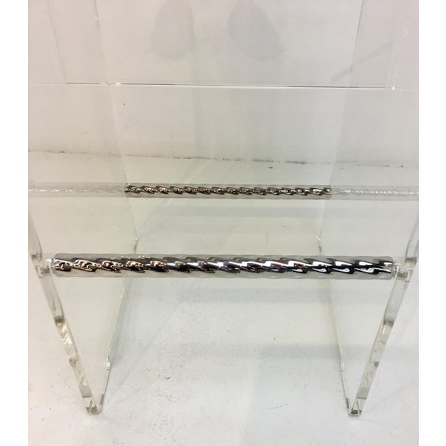 Interlude Home Interlude Home Contemporary Acrylic and Leather Bar Stools Set of Four For Sale - Image 4 of 7