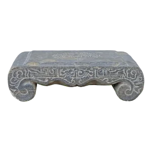 Chinese Distressed Gray Stone Rectangular Scroll Stand