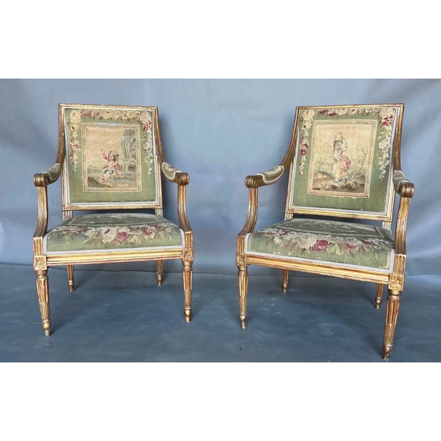 Very fine pair of 18th Century French Fauteuils covered in aubusson tapestry from an incredible home in the Carlyle Hotel,...