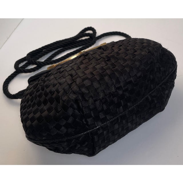 Traditional 1980s Black Woven Ribbon Evening Bag For Sale - Image 3 of 6
