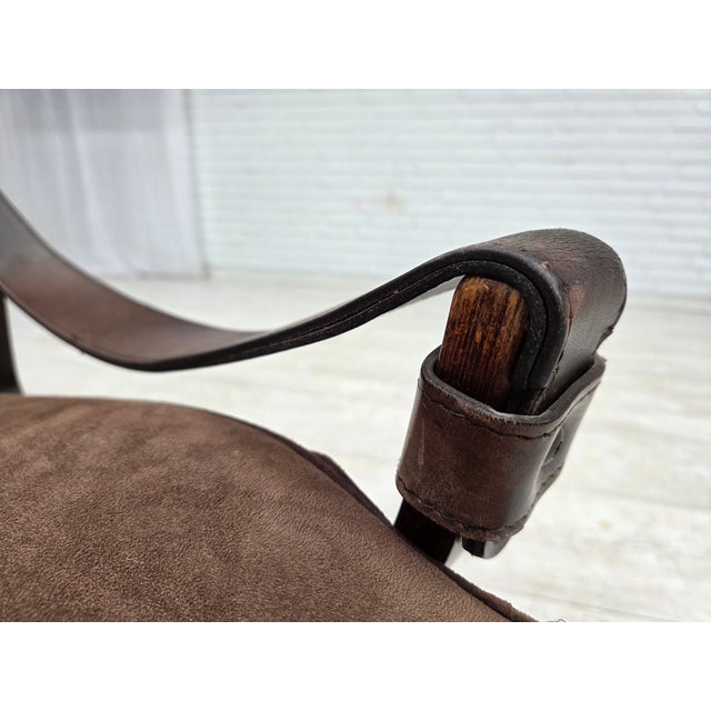 Brown Vintage Scandinavian Lounge Chair in Leather, 1970s For Sale - Image 8 of 18