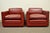 Vintage Mid Century Modern Red Leather Cube Club Lounge Chairs on Casters - Pair For Sale - Image 12 of 12