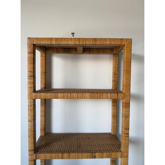 Vintage Coastal Boho Rattan-Wrapped Five-Tier Étagère For Sale - Image 10 of 14