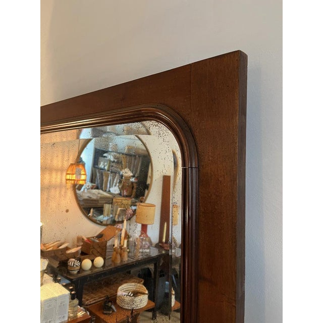 Beveled Mirror with Wooden Contours For Sale - Image 4 of 5