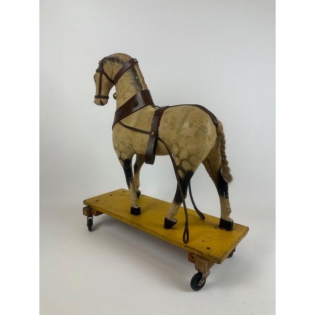 Carved Wooden Hand-Painted Horse on Wheels, 1900s For Sale - Image 5 of 18