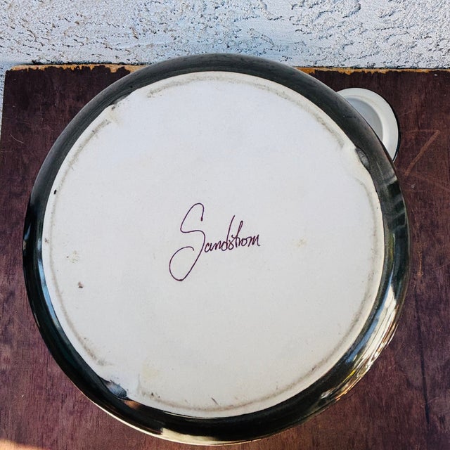 Late 20th Century Large Adrian Sandstrom Ceramic Pottery Jar With Lid For Sale - Image 14 of 16