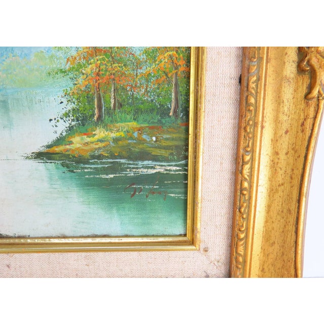 Vintage Oil on Board Realism Landscape in Gilt Frame - Artist Signed For Sale In Chicago - Image 6 of 10