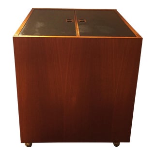 Danish Modern Teak Rolling Bar Cart Storage For Sale