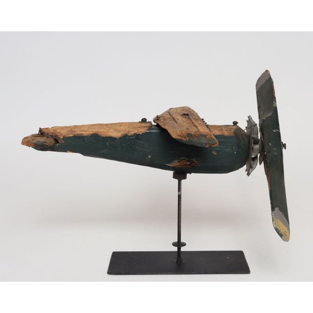 Early 20th Century Vintage Folk Art Hand-Carved and Painted Wooden Airplane For Sale In New York - Image 6 of 18
