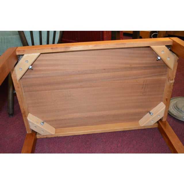 Pair Mobelfabrik Denmark Golden Solid Teak Wood Rectangular End / Side Tables - Mid Century For Sale - Image 16 of 17