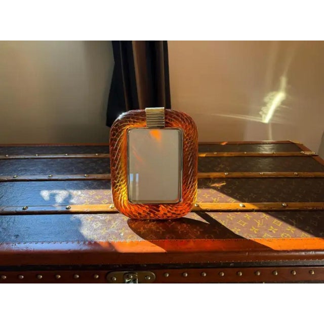 Amber Twisted Murano Glass and Brass Photo Frame, 2000 For Sale - Image 3 of 15