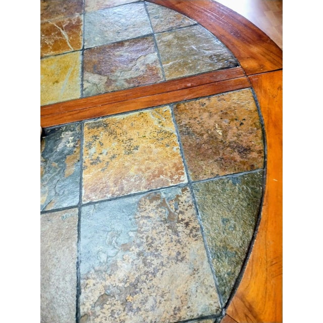 Extendable Dining Table Made of Solid Pine, Decorated With Polished Stone For Sale - Image 4 of 8