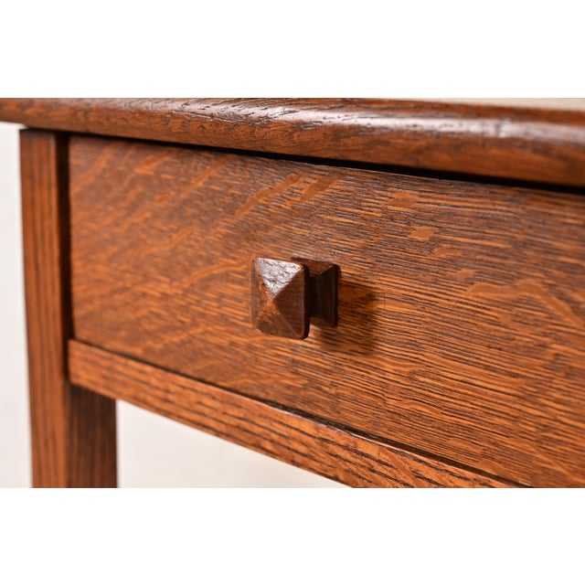 Wood Limbert Style Antique Mission Oak Arts & Crafts Nightstand or Occasional Side Table, Circa 1900 For Sale - Image 7 of 11