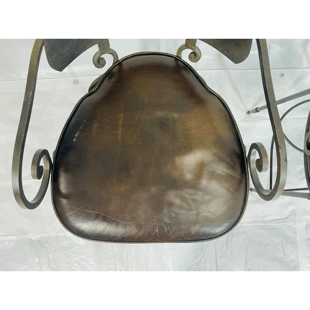 1990s Industrial Steel Counter Stools With Leather Seats, Set of 3 For Sale - Image 18 of 18
