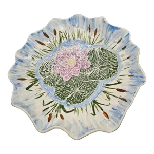 Vintage Art Nouveau Majolica Pottery Sculpture Ceramic Bowl