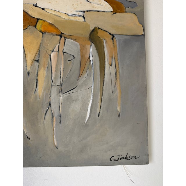 1970s C. Jackson Expressionist Abstract Oil on Canvas Painting – Signed For Sale - Image 9 of 12