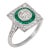 Art Deco Style 1.00 Carat Old Mine Cut Diamond Emerald Platinum Target Ring, Size 7.25 For Sale