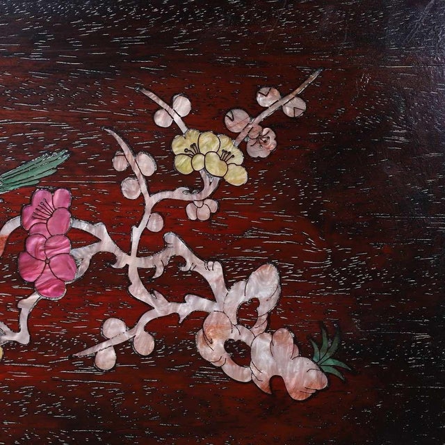 Late 20th Century Rosewood Rectangular Tray Inlaid With Mother-of-Pearl For Sale - Image 5 of 9