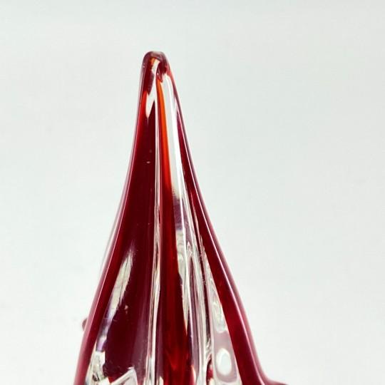 Glass Mid 20th Century Murano Italian Art Glass Christmas Tree Sculpture 8" (Red Drip Tips, Original Foil Label, Vintage Mid-Century) For Sale - Image 7 of 15