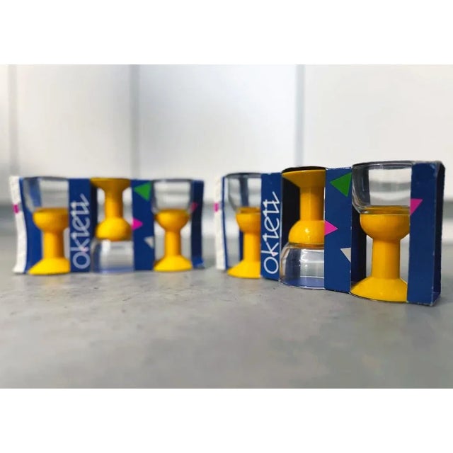Set of 6 (2x 3) fun vintage sherry glasses from Bodum from early 1980s. They are brand new in packaging, and a fun...