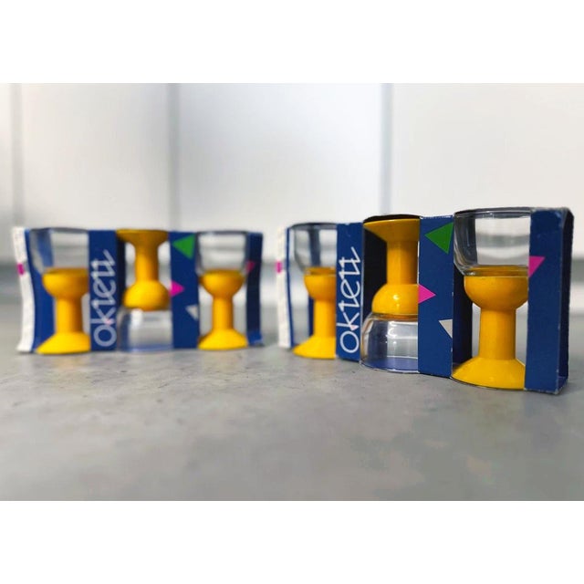 Set of 6 (2x 3) fun vintage sherry glasses from Bodum from early 1980s. They are brand new in packaging, and a fun...