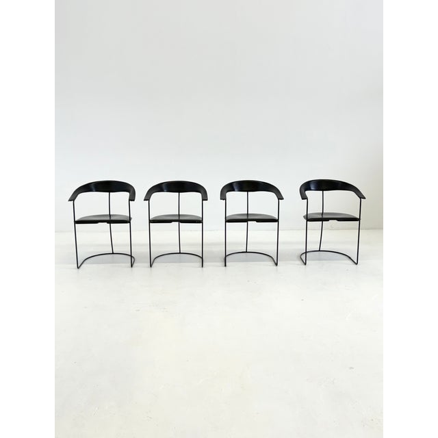 Vintage Ursala Dining Chairs in Black Leather from Arrben, Set of 8 For Sale - Image 5 of 18