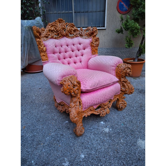 Modern Vintage Armchair with Urano Palma Pink Fabric, 1980s For Sale - Image 3 of 18