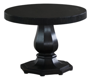 Vintage Danish Round Art Deco Console Table in Ebonized Oak, 1930s