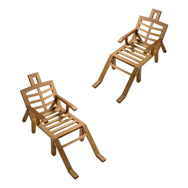 Portlligat Wood Salvador Dalí­ Sculpture Sunbeds by BD Barcelona Design, 2019, Set of 2 For Sale