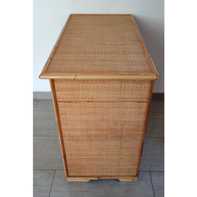 Five-Drawer Chest of Drawers in Wicker and Bamboo, 1970s For Sale - Image 15 of 18