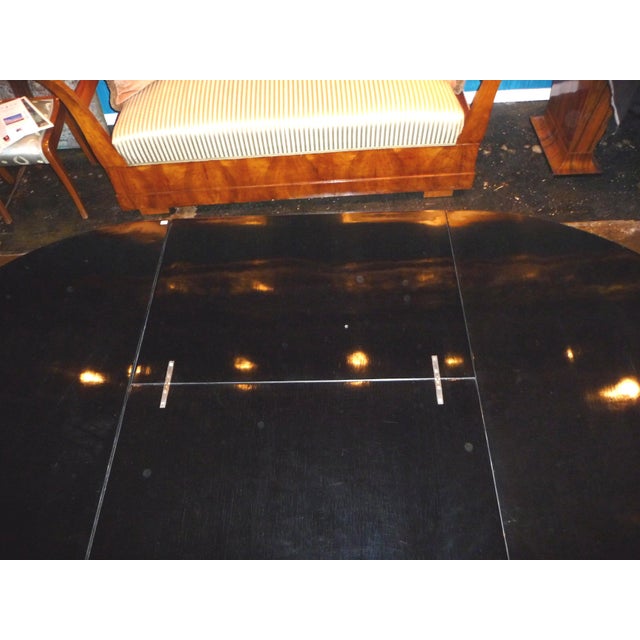 Black 1940s Art Deco Oval Black Lacquer Hall/Foyer Table -Expands to Racetrack For Sale - Image 8 of 11