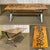 Coffee table from the 1970s, tiled top and chromed metal base - L=1.09m D=47cm H=43cm