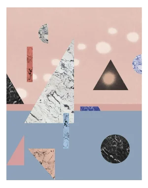 Abstract Colorful Geometric Print in Pink and Blue by Molly Frances