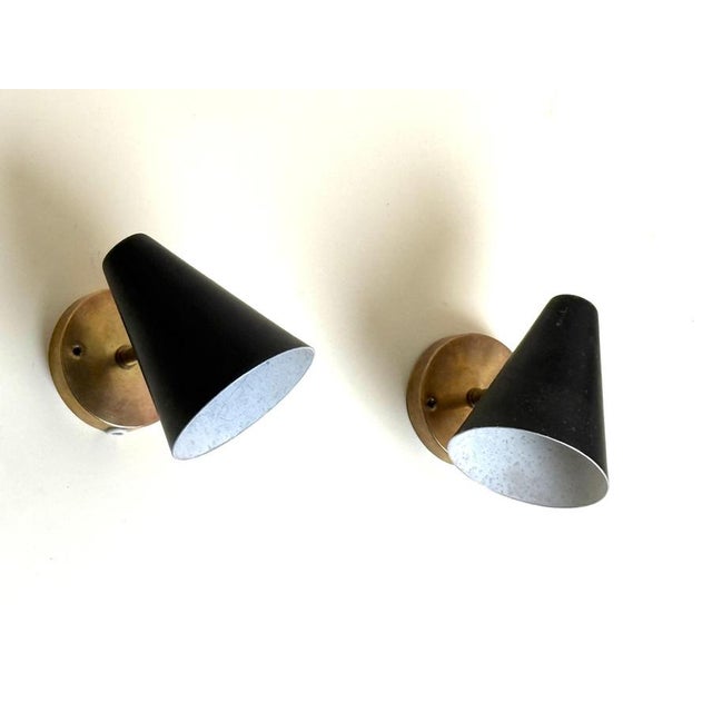 Scandinavian Modern Wall Lamps with Adjustable Cone Shades, 1960s, Set of 2 For Sale - Image 14 of 18