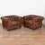 Traditional Set of Three Vintage Brown Leather Chesterfield Seating Group With Sofa and Pair of Club Chairs For Sale - Image 3 of 18
