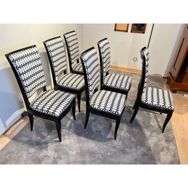 High Back Black Lacquered Dining Chairs, Set of 6 For Sale - Image 4 of 18