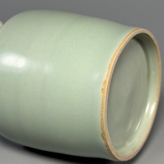 Blue Ancient Chinese Longquan Celadon Carp Twin Handle Vase | One of a Kind For Sale - Image 8 of 9