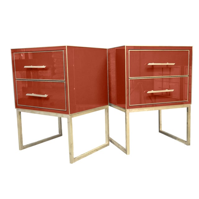 Italian Nightstands in Terracotta Glass from Justfurnituress SRL, Set of 2 For Sale - Image 6 of 9