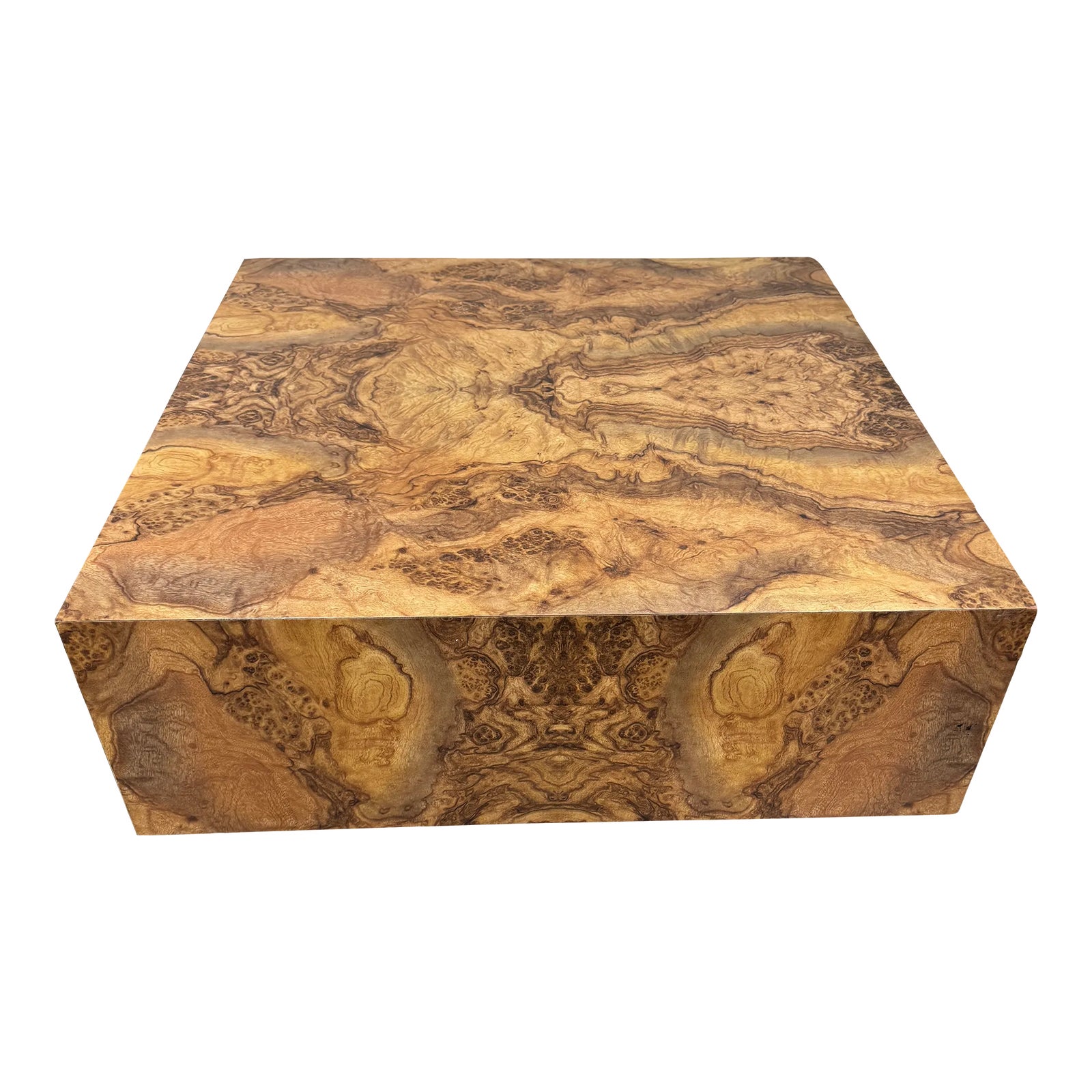 Faux Burl Laminate Cube Coffee Table | Chairish