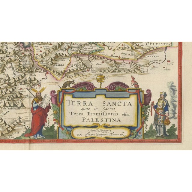 Holy Land Map with Terra Sancta Palestina from Blaeu, 1642 For Sale - Image 4 of 12