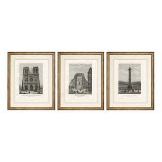 Paris Landmarks: Notre Dame, Vendôme, Molière, Engravings, 1855, Set of 3 For Sale