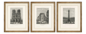 Paris Landmarks: Notre Dame, Vendôme, Molière, Engravings, 1855, Set of 3