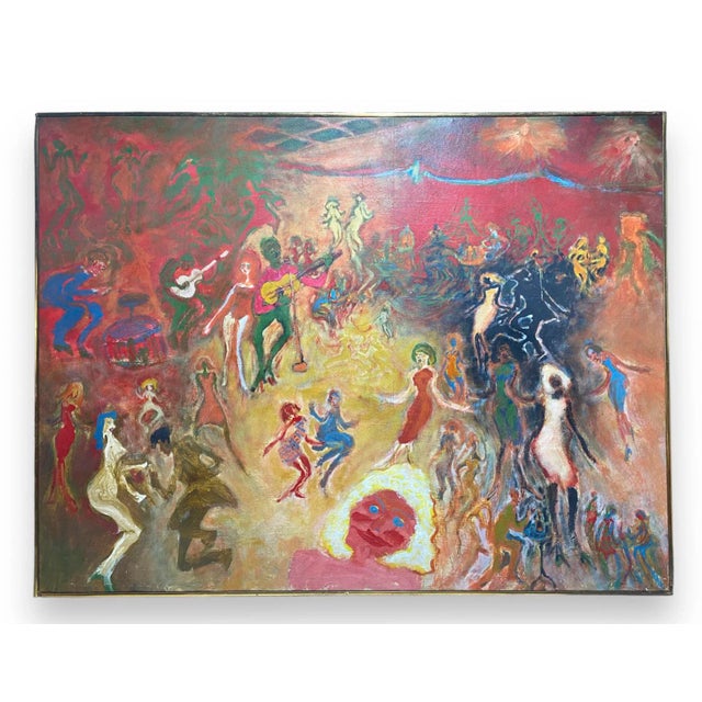 Large Scale Modernist Oil Painting on Canvas by George Rhoads | Chairish