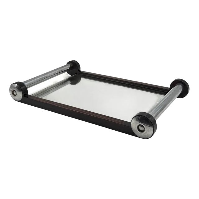 Art Deco Wooden Mirrored Tray, France, 1930s For Sale