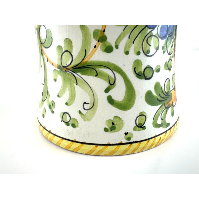 1960s Hand-Painted Italian Ceramic Vase With Bamboo Handle For Sale In Little Rock - Image 6 of 15